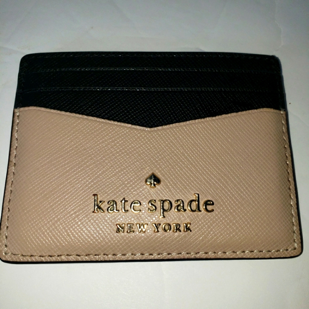 Kate Spade New York Small Staci Slim Card Case Mauve And Black Colorblock